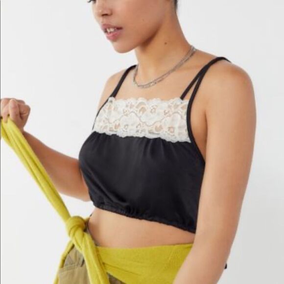NWT Urban Outfitters Satin Lace Cropped Cami Bra - Picture 1 of 11